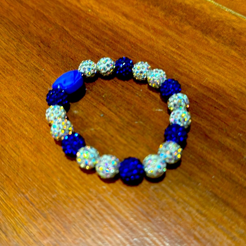 Homemade beautiful bracelets, blue, and white